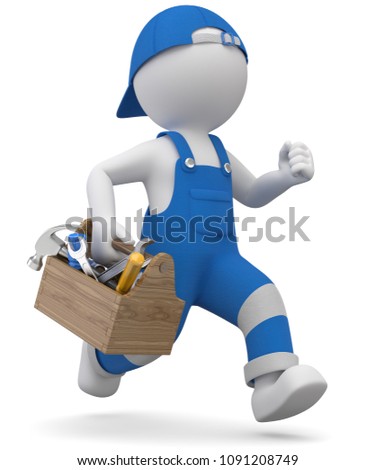 3D Illustration white male as a craftsman