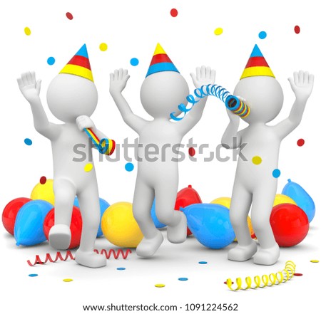 3D Illustration white males party