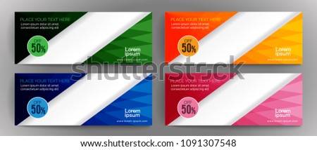 Vector banner design template, element for online banner, invitations, gift cards, flyers brochures, cover page, discount 50%, background with white space for logo and text, Vector EPS10