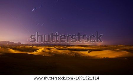 Desert at night in Dubai Abu Dhabi High way