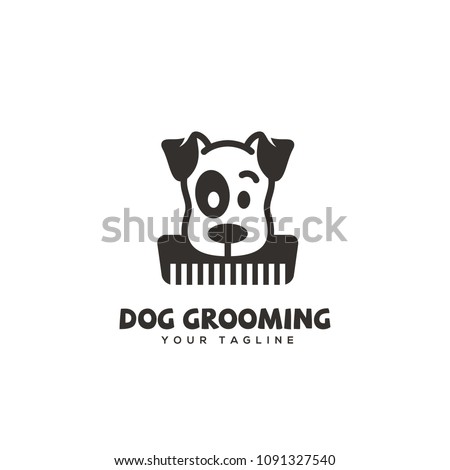 Dog grooming logo design template. Vector illustration. Royalty-Free Stock Photo #1091327540