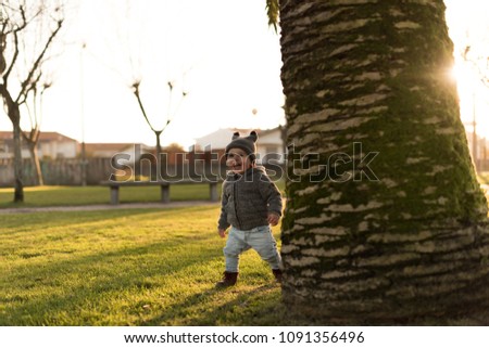 Toddler exploring the nature - Sunset Light