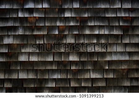 Wooden texture from Sain Benedict Chapel, Sumvitg, Switzerland. Royalty-Free Stock Photo #1091399213