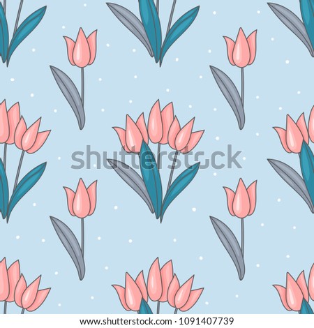 Tulips seamless pattern for cover, background, textile design, made in vector. Flower pattern.