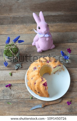 Easter bundt cake on wooden
