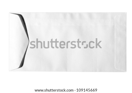 Photo of white business envelope, isolated on a white background