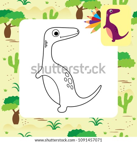 Cute dino coloring page.