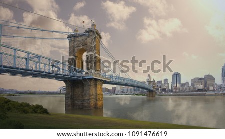 John A. Roebling Suspension Bridge in Cincinnati, Ohio