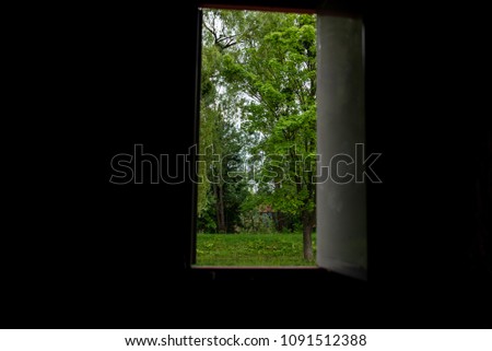 dark room and open window