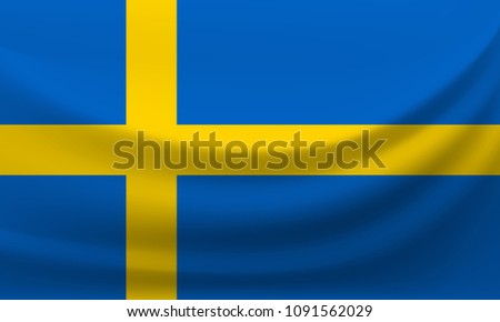 Waving national flag of Sweden. Vector illustration 
