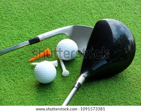 Golf equipment on green 
