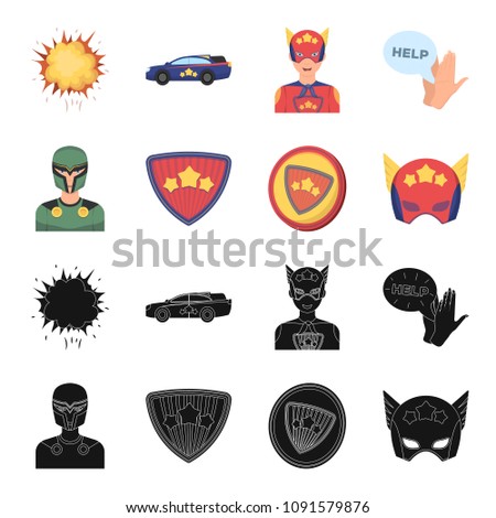 Man, mask, cloak, and other web icon in black,cartoon style.Costume, superman, superforce, icons in set collection.