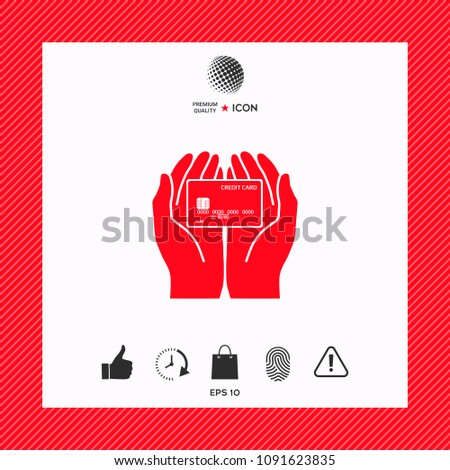 Hands holding credit card - icon
