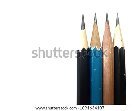 Pencil for work in the office. White background taxture. Objects.
