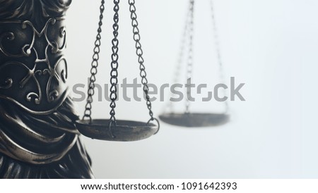           Legal law concept image, extreme close up of scales symbol of Justice.                      Royalty-Free Stock Photo #1091642393