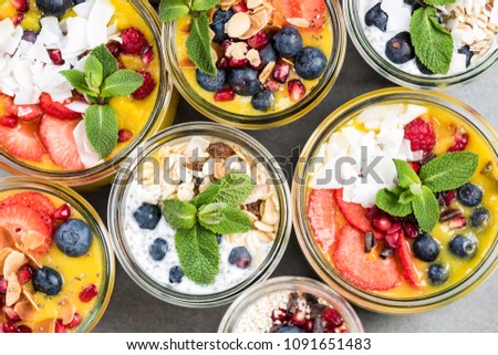 Selection of super healthy food in jars. Royalty-Free Stock Photo #1091651483