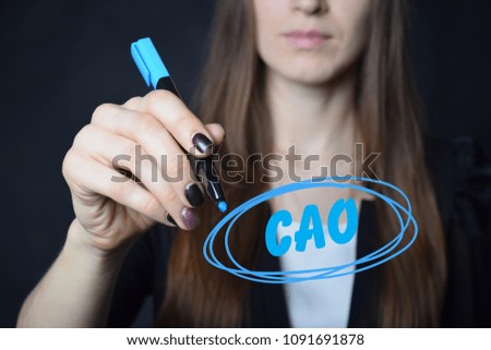 The businessman writes a blue marker inscription:CAO