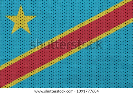 Democratic Republic of the Congo flag printed on a polyester nylon sportswear mesh fabric with some folds