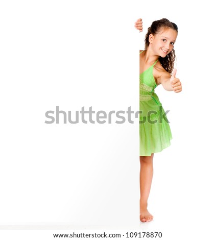 Beautiful little girl against a white blank