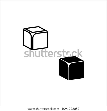 Cube Icon, 3d Line Art Design Vector Art Illustration