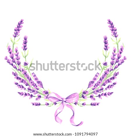 Lavender flowers decorative element. Watercolor natural illustration of Provence herbs.
