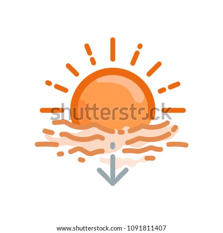 Sunset colored vector icon. Pictogram from set Weather forecast. Isolated on white background