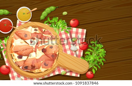 Italian pizza aerial view illustration