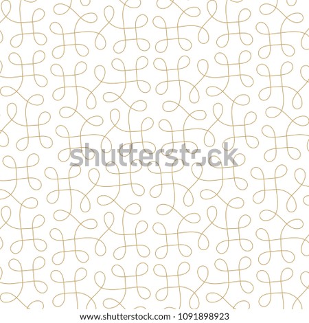Seamless linear pattern with thin curl lines and scrolls. Abstract white texture with knots and loops. Stylish monochrome background
