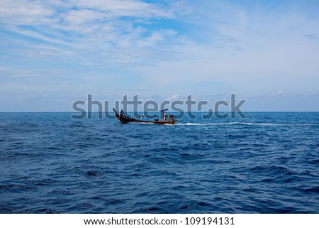 boat and beautiful blue ocean