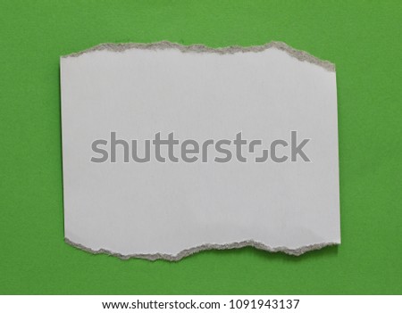 pieces of torn paper texture on green background, copy space