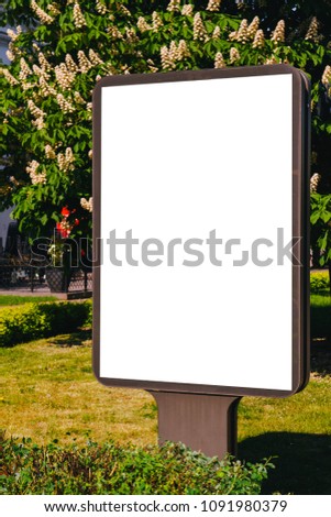 Mock up. Blank billboard outdoors, outdoor advertising, public information board in the city.