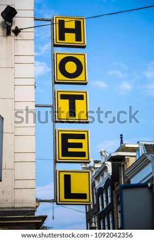 Hotel letters sign on the edge of the building