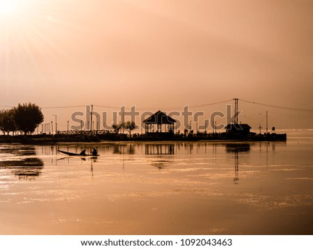 silhouette image - view of river before sunrise in Kashmir , India