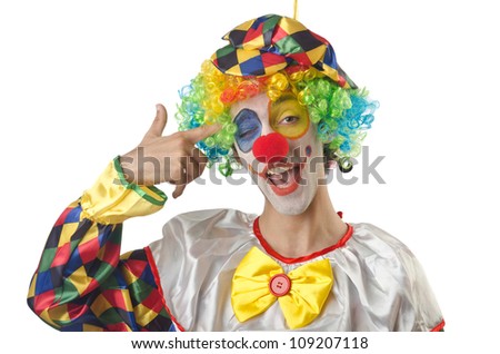 Funny clown on the white