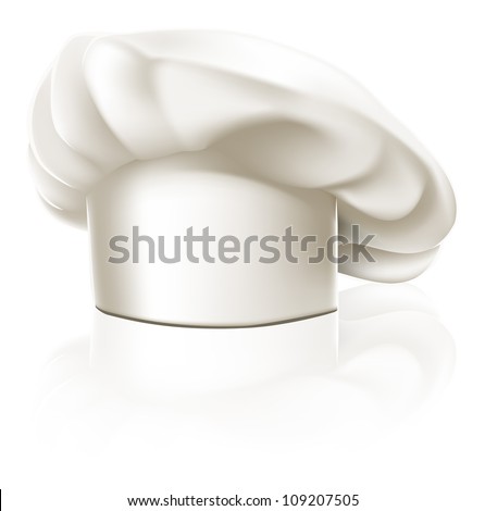 Illustration of a clean white chef or cook or bakers hat