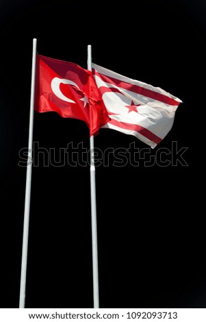 in north of cyprus the waving flag in the sky 
concept of proud and occupation