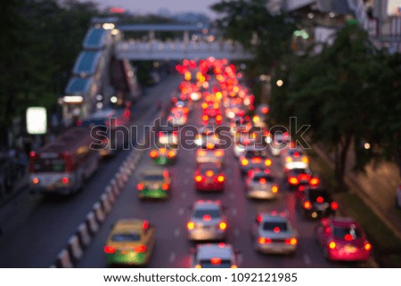 Blur of traffic jam in Bangkok Thailand.