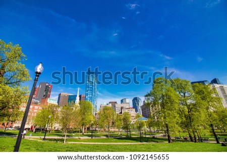 Beautiful spring day at Boston Common Park Massachusetts