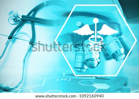 Composite image of background with medical sign