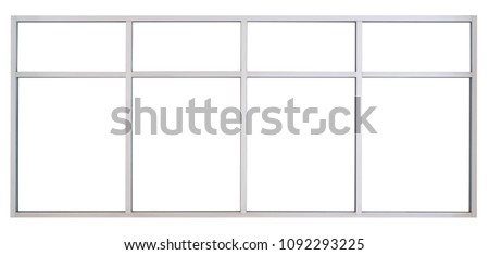 Large Clear Isolated Steel Office Windows  for Design, Modern Interior House Decoration Royalty-Free Stock Photo #1092293225