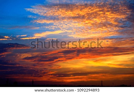 Multicolored Layered Sunset  Red and Orange Sky