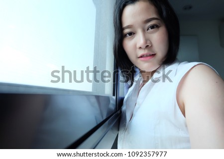 selfie Asian woman, self portrait