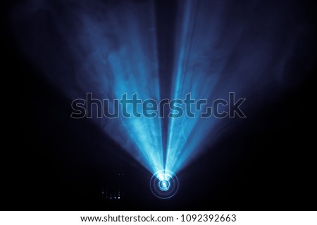 colorful beautiful spotlight. wide lens equipment for show presentation at night. disco party abstract background. advertisement screen for multimedia. Royalty-Free Stock Photo #1092392663