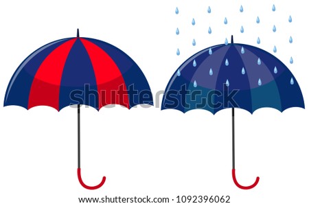 Umbrella and Rain on White Background illustration