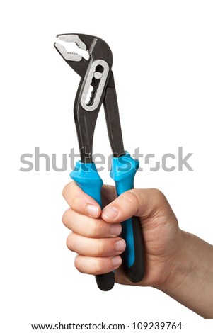 Hand with wrench.