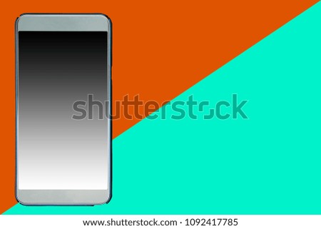 Smart phone with blank screen on the colorful background , with clipping path