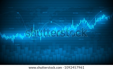 Economic graph with diagrams on the stock market, for business and financial concepts and reports.Abstract blue vector background
