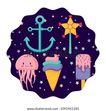 anchors and ice creams pattern
