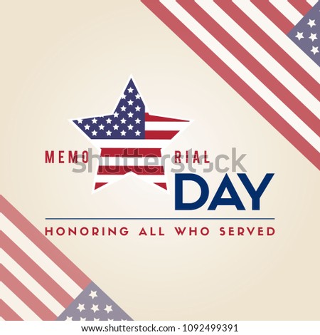 Memorial day poster gretting flag american