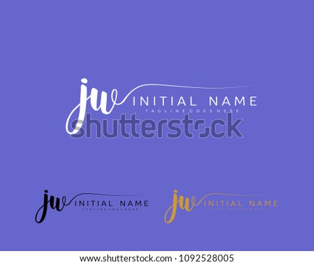 J W Initial handwriting logo vector. Hand lettering for designs.